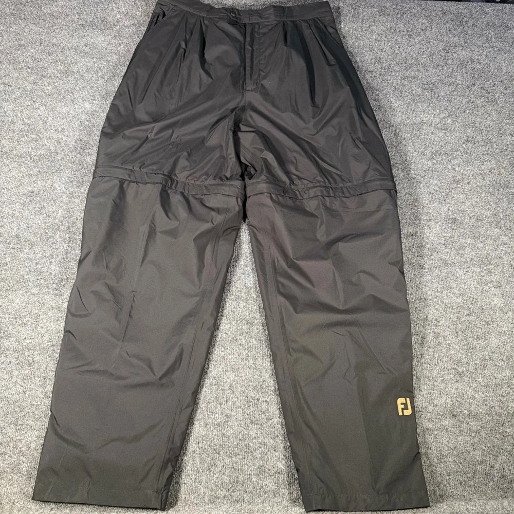 FootJoy DryJoys Golf Rain Pants Mens XL Black Convertible Zip Off Shorts Water R